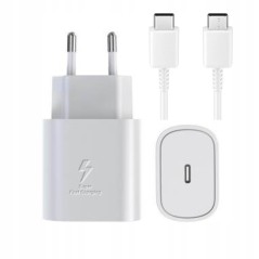 Kostka adapter USB C dla SAMSUNG 25W biała kabel