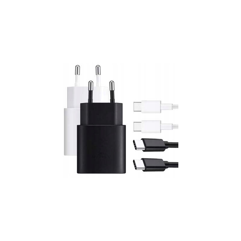 Kostka adapter USB C dla SAMSUNG 25W biała kabel