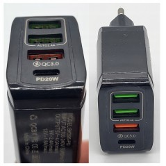 MOCNA ŁADOWARKA SIECIOWA 3XUSB +PD UNIWERSALNA 36W