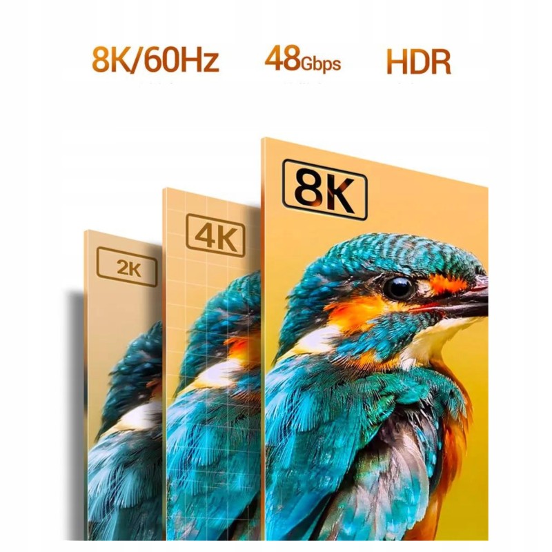 Kabel HDMI 2.1 MIEDŹ 8K 60HZ 4K 120Hz 48Gbps 1m