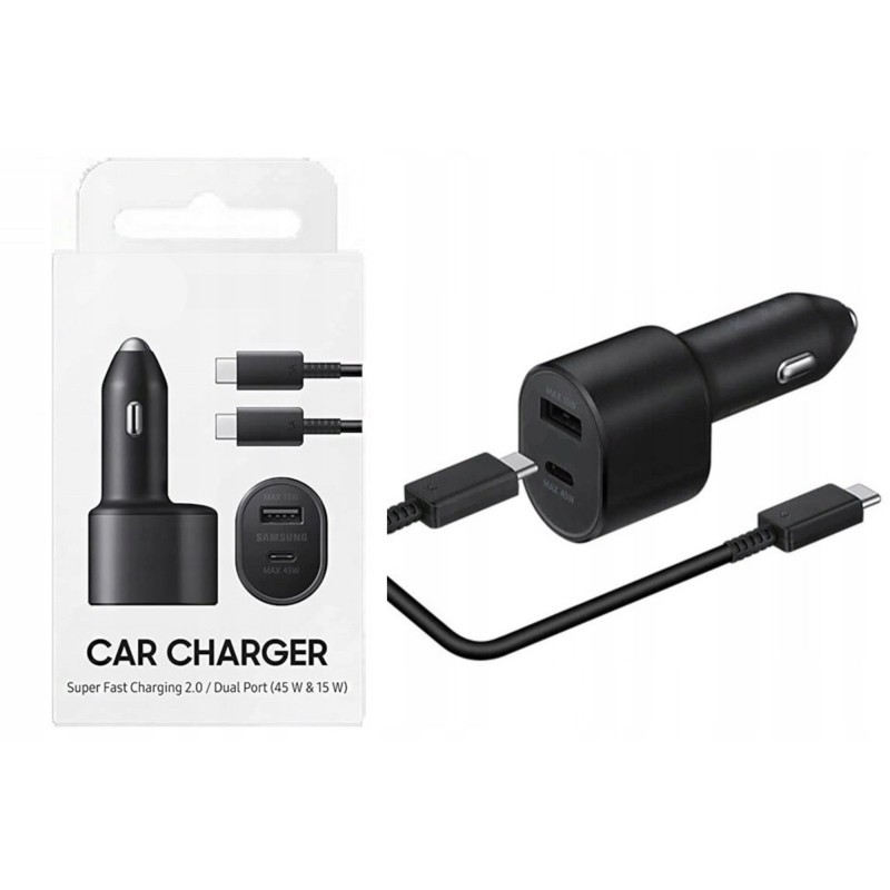 Mocna Ładowarka samochodowa Super Fast Charge 45w Dual port Galaxy s24