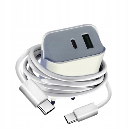 ŁADOWARKA SIECIOWA 20w dla iPhone + Gratis Kabel Usb-C do Usb-C 1m