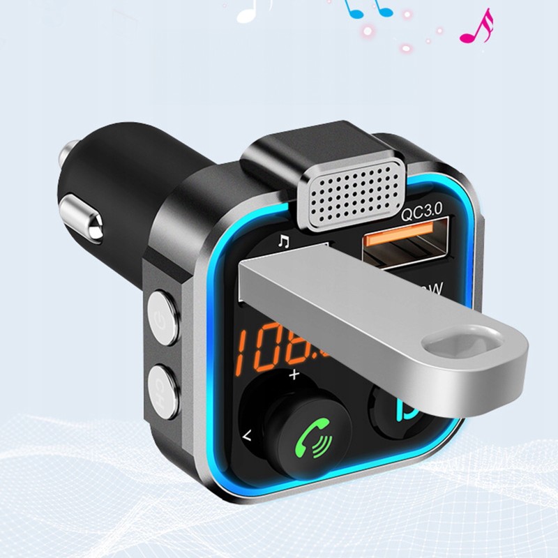 TRANSMITER BLUETOOTH FM AUDIO Samochodowy MP3 BT Do Samochodu Auta RGB TRANSMITER BLUETOOTH FM AUDIO Samochodowy MP3 BT Do Samochodu Auta RGB