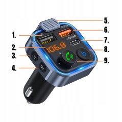 TRANSMITER BLUETOOTH FM AUDIO Samochodowy MP3 BT Do Samochodu Auta RGB TRANSMITER BLUETOOTH FM AUDIO Samochodowy MP3 BT Do Samochodu Auta RGB