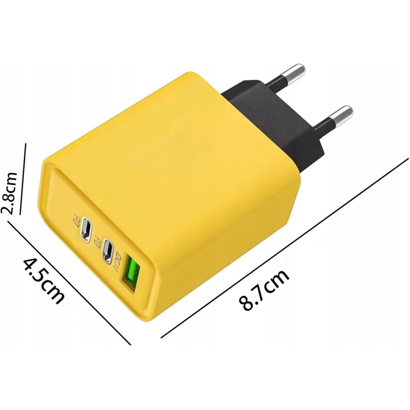 Ładowarka Sieciowa Szybka GaN II 65W 3A QC 3.0 2x USB C A Power Delivery