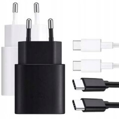 Kostka adapter USB C dla SAMSUNG 25W biała kabel Kostka adapter USB C dla SAMSUNG 25W biała kabel