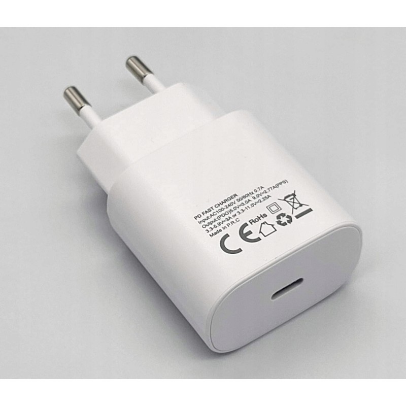 Kostka adapter USB C dla SAMSUNG 25W biała kabel Kostka adapter USB C dla SAMSUNG 25W biała kabel