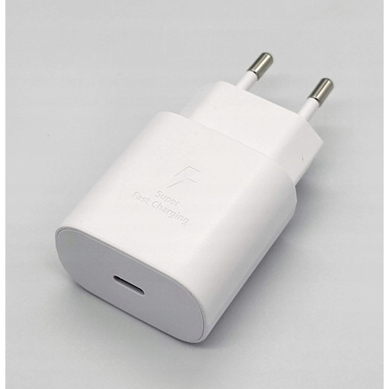 Kostka adapter USB C dla SAMSUNG 25W biała kabel Kostka adapter USB C dla SAMSUNG 25W biała kabel