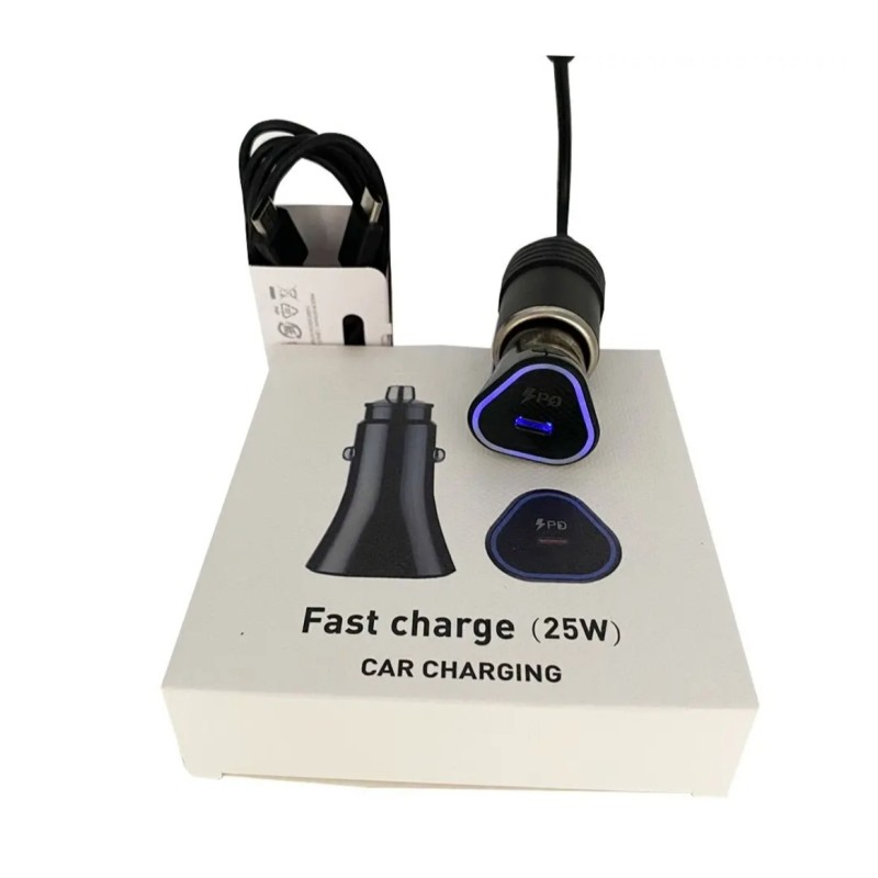 SZYBKA ŁADOWARKA SAMOCHODOWA 25W USB-C + KABEL 1M SZYBKA ŁADOWARKA SAMOCHODOWA 25W USB-C + KABEL 1M