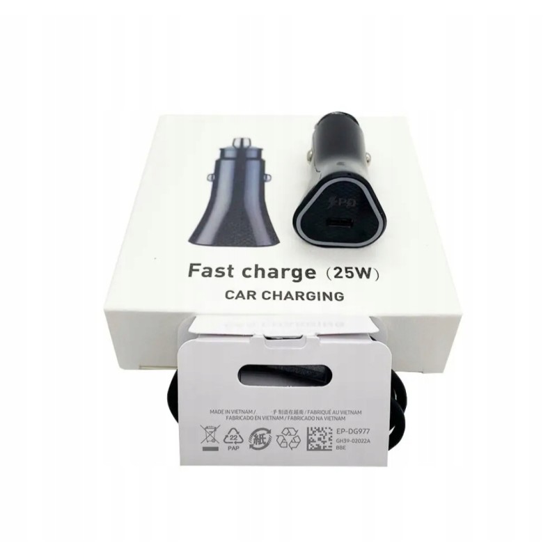 SZYBKA ŁADOWARKA SAMOCHODOWA 25W USB-C + KABEL 1M SZYBKA ŁADOWARKA SAMOCHODOWA 25W USB-C + KABEL 1M