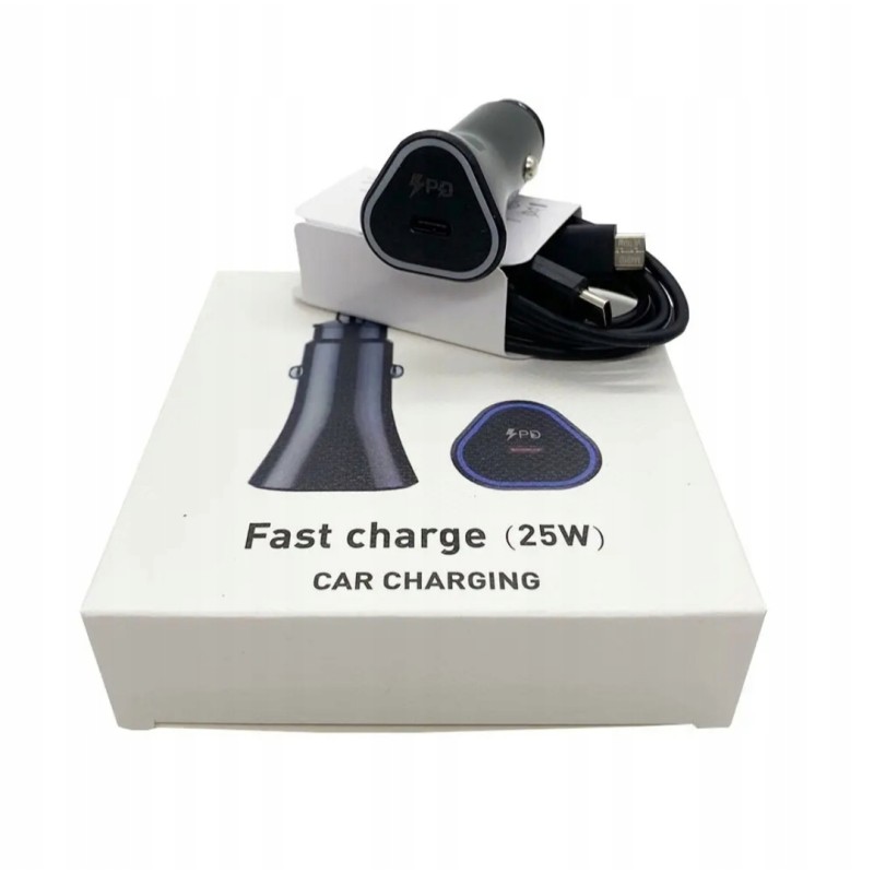 SZYBKA ŁADOWARKA SAMOCHODOWA 25W USB-C + KABEL 1M SZYBKA ŁADOWARKA SAMOCHODOWA 25W USB-C + KABEL 1M