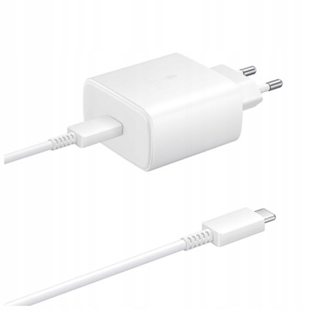 SZYBKA ŁADOWARKA SIECIOWA 45W USB-C DLA SAMSUNG S24 KABEL BIAŁA