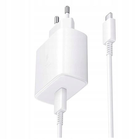 SZYBKA ŁADOWARKA SIECIOWA 45W USB-C DLA SAMSUNG S24 KABEL BIAŁA