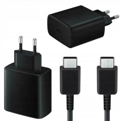 SZYBKA ŁADOWARKA SIECIOWA 45W USB-C DLA SAMSUNG S24 + KABEL 1m CZARNA