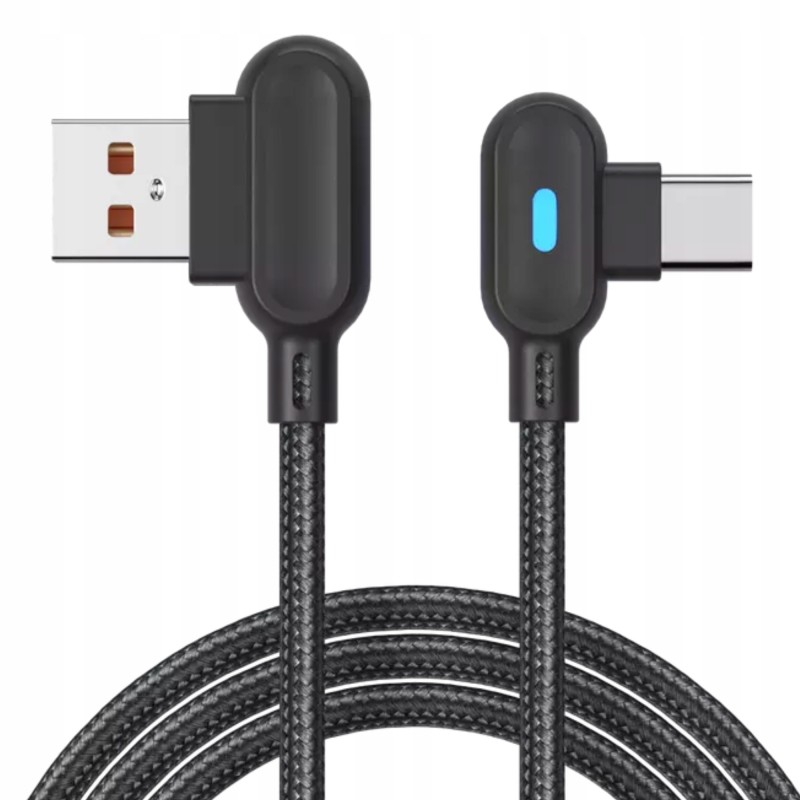 NOWY KABEL USB C USB KĄTOWY led SZYBKIE ŁADOWANIE 3.0 1m