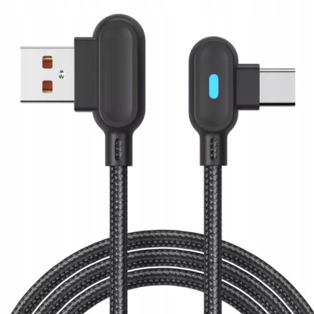 NOWY KABEL USB C USB KĄTOWY led SZYBKIE ŁADOWANIE 3.0 1m