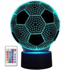 LAMPKA NOCNA LED PIŁKA NOŻNA BIURKOWA DLA DZIECKA NA BIURKO 3D RGB + PILOT