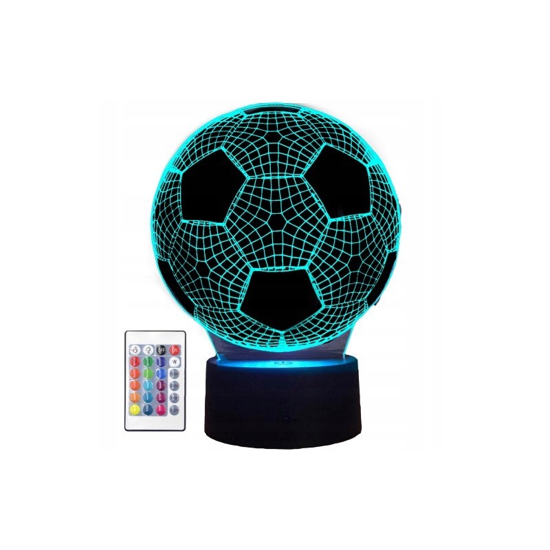 LAMPKA NOCNA LED PIŁKA NOŻNA BIURKOWA DLA DZIECKA NA BIURKO 3D RGB + PILOT LAMPKA NOCNA LED PIŁKA NOŻNA BIURKOWA DLA DZIECKA NA BIURKO 3D RGB + PILOT