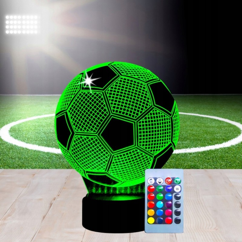LAMPKA NOCNA LED PIŁKA NOŻNA BIURKOWA DLA DZIECKA NA BIURKO 3D RGB + PILOT LAMPKA NOCNA LED PIŁKA NOŻNA BIURKOWA DLA DZIECKA NA BIURKO 3D RGB + PILOT