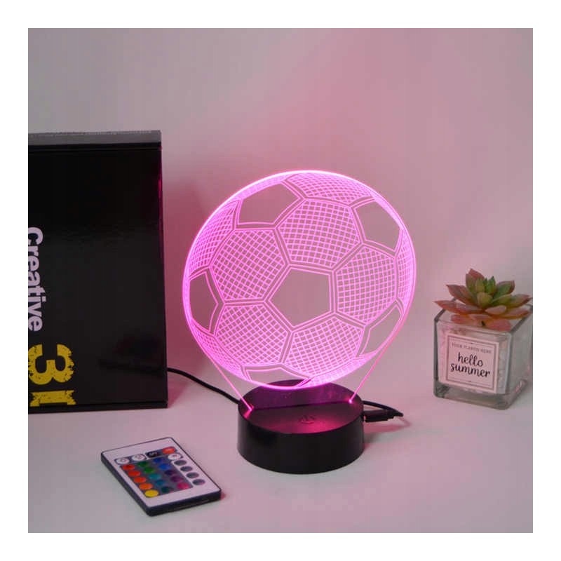 LAMPKA NOCNA LED PIŁKA NOŻNA BIURKOWA DLA DZIECKA NA BIURKO 3D RGB + PILOT LAMPKA NOCNA LED PIŁKA NOŻNA BIURKOWA DLA DZIECKA NA BIURKO 3D RGB + PILOT