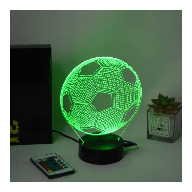 LAMPKA NOCNA LED PIŁKA NOŻNA BIURKOWA DLA DZIECKA NA BIURKO 3D RGB + PILOT LAMPKA NOCNA LED PIŁKA NOŻNA BIURKOWA DLA DZIECKA NA BIURKO 3D RGB + PILOT