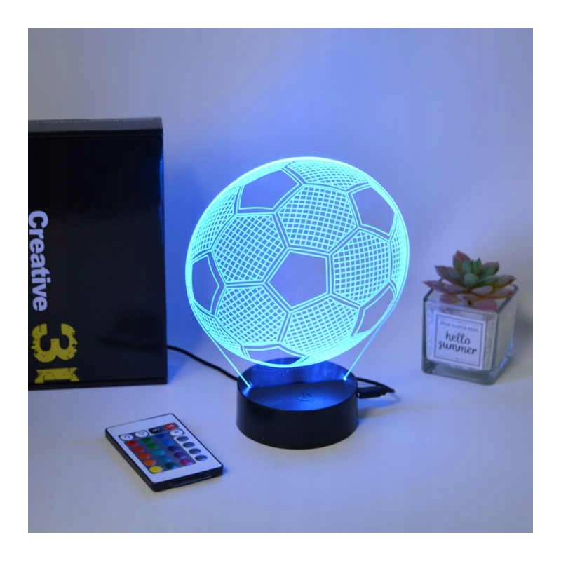 LAMPKA NOCNA LED PIŁKA NOŻNA BIURKOWA DLA DZIECKA NA BIURKO 3D RGB + PILOT LAMPKA NOCNA LED PIŁKA NOŻNA BIURKOWA DLA DZIECKA NA BIURKO 3D RGB + PILOT
