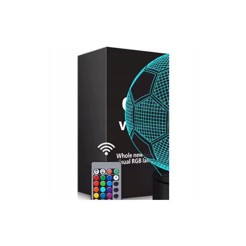 LAMPKA NOCNA LED PIŁKA NOŻNA BIURKOWA DLA DZIECKA NA BIURKO 3D RGB + PILOT LAMPKA NOCNA LED PIŁKA NOŻNA BIURKOWA DLA DZIECKA NA BIURKO 3D RGB + PILOT