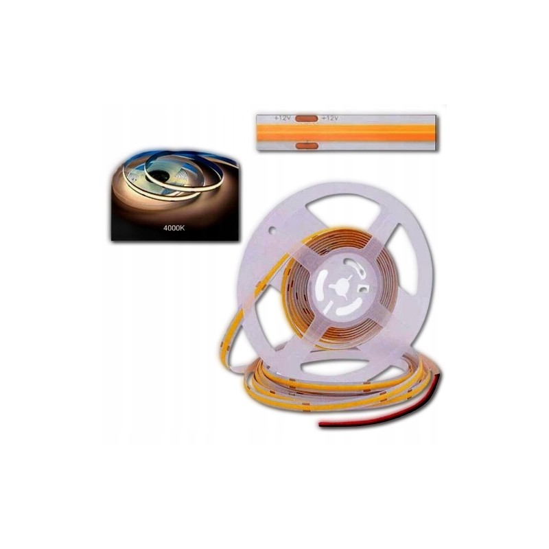 1M Taśma LED COB 12V 320 diód NA METRY NEON Barwa NEUTRALNA 4000K 800lm