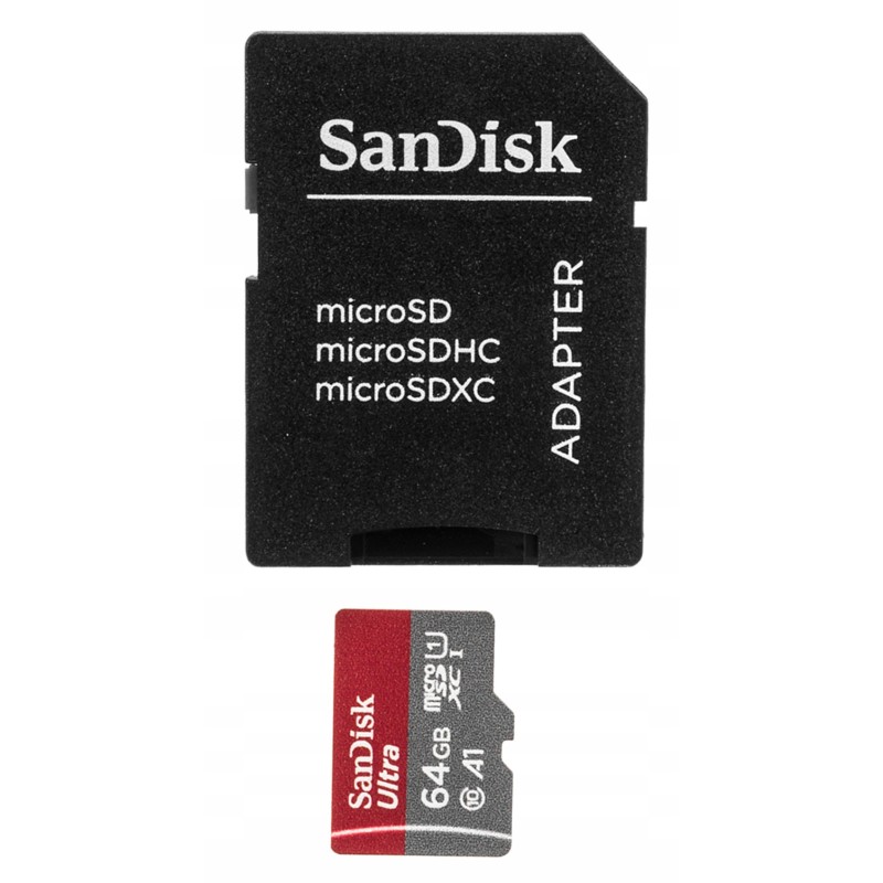Karta microSDXC SanDisk ULTRA 64GB 100MB/s A1 Cl.10 UHS-I+ adapter