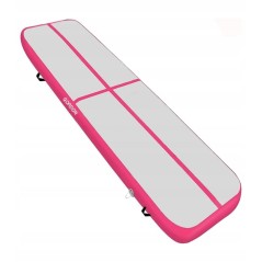 RÓŻOWA MATA GIMNASTYCZNA Airtrack 4m ZESTAW + Pompka 10 cm wysokości