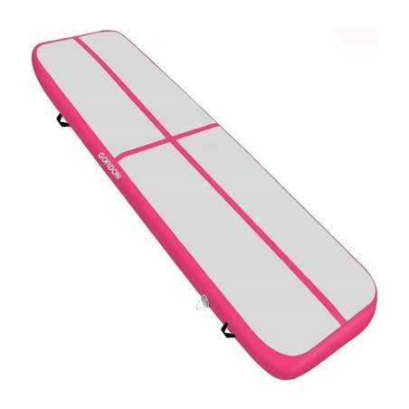 RÓŻOWA MATA GIMNASTYCZNA Airtrack 4m ZESTAW + Pompka 10 cm wysokości