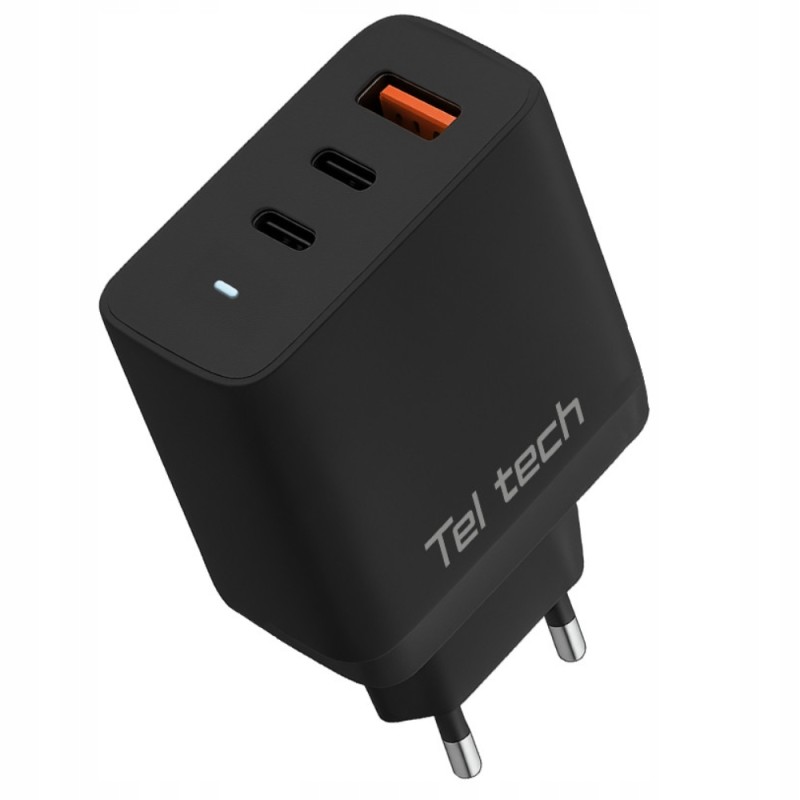 SZYBKA ŁADOWARKA SIECIOWA GaN 65W 2x USB C 1x USB A QC + KABEL TYP C 100W