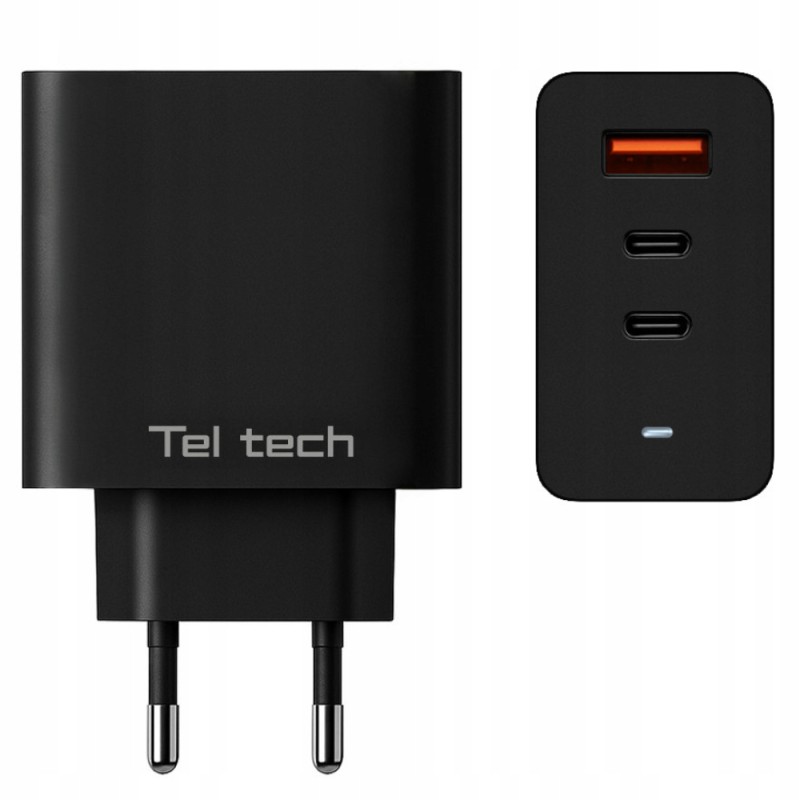 SZYBKA ŁADOWARKA SIECIOWA GaN 65W 2x USB C 1x USB A QC + KABEL TYP C 100W