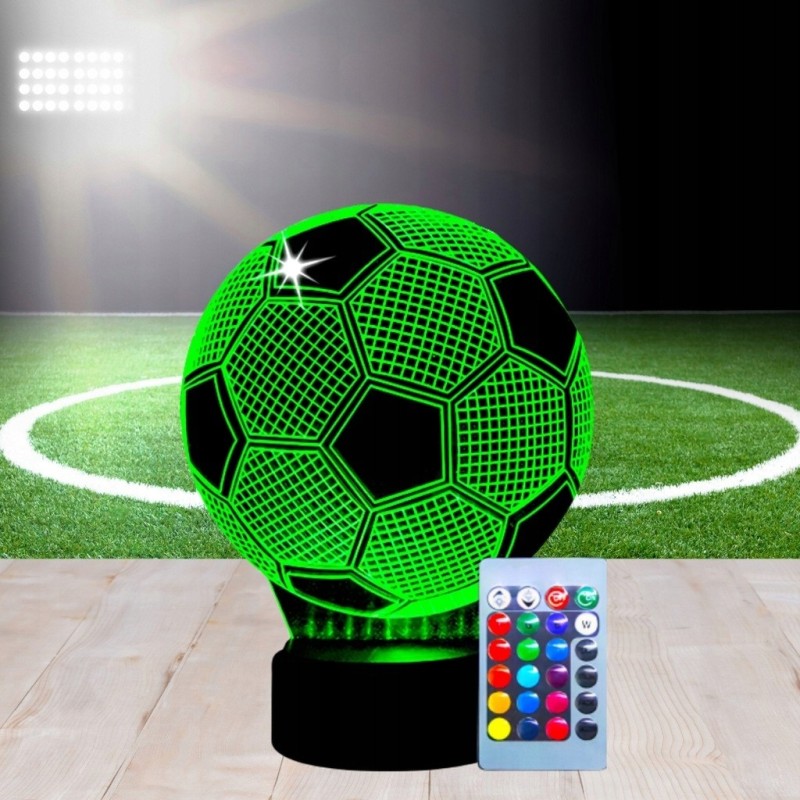 LAMPKA NOCNA LED PIŁKA NOŻNA BIURKOWA DLA DZIECKA NA BIURKO 3D RGB + PILOT LAMPKA NOCNA LED PIŁKA NOŻNA BIURKOWA DLA DZIECKA NA BIURKO 3D RGB + PILOT
