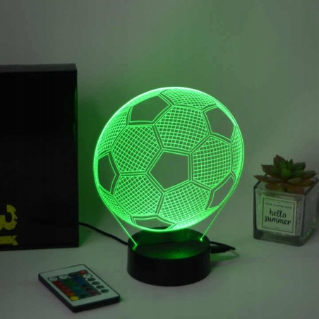 LAMPKA NOCNA LED PIŁKA NOŻNA BIURKOWA DLA DZIECKA NA BIURKO 3D RGB + PILOT