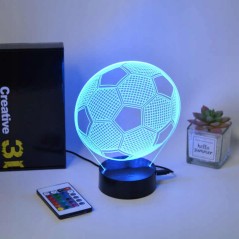 LAMPKA NOCNA LED PIŁKA NOŻNA BIURKOWA DLA DZIECKA NA BIURKO 3D RGB + PILOT
