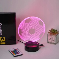 LAMPKA NOCNA LED PIŁKA NOŻNA BIURKOWA DLA DZIECKA NA BIURKO 3D RGB + PILOT