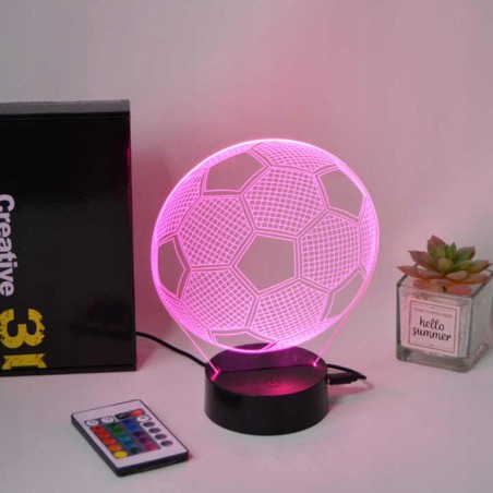 LAMPKA NOCNA LED PIŁKA NOŻNA BIURKOWA DLA DZIECKA NA BIURKO 3D RGB + PILOT