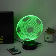 LAMPKA NOCNA LED PIŁKA NOŻNA BIURKOWA DLA DZIECKA NA BIURKO 3D RGB + PILOT